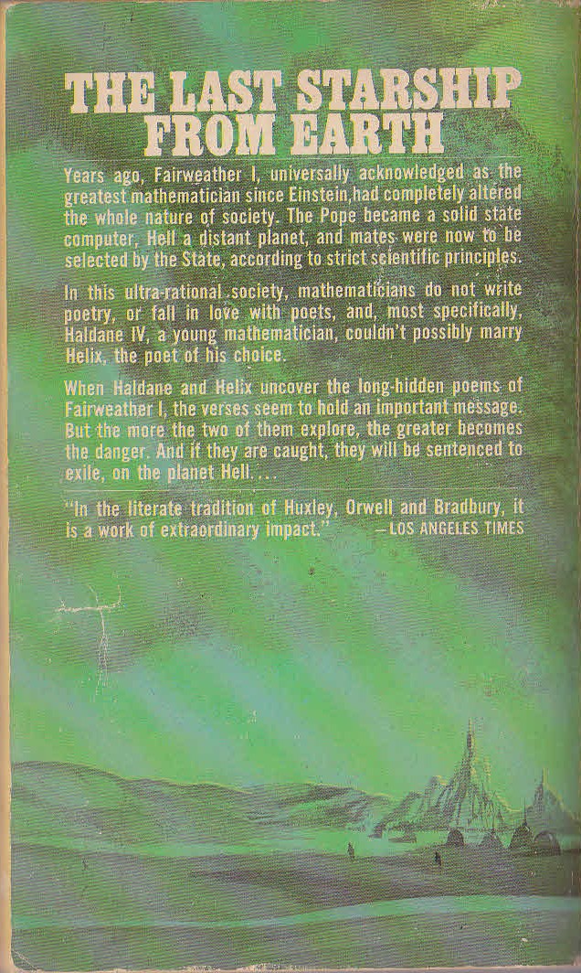 John Boyd  THE LAST STARSHIP FROM EARTH magnified rear book cover image