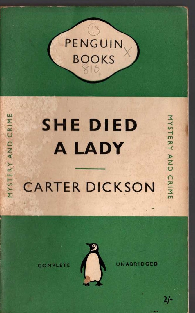 Carter Dickson  SHE DIED A LADY front book cover image