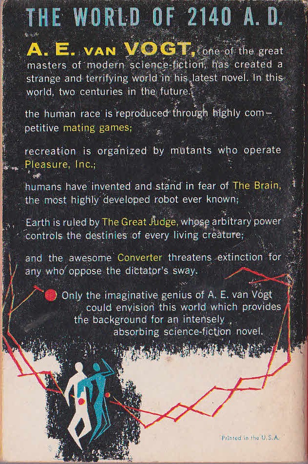 A.E. van Vogt  THE MIND CAGE magnified rear book cover image