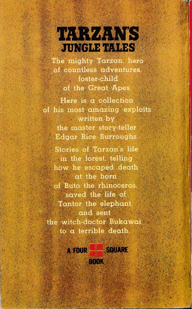Edgar Rice Burroughs  TARZAN'S JUNGLE TALES magnified rear book cover image
