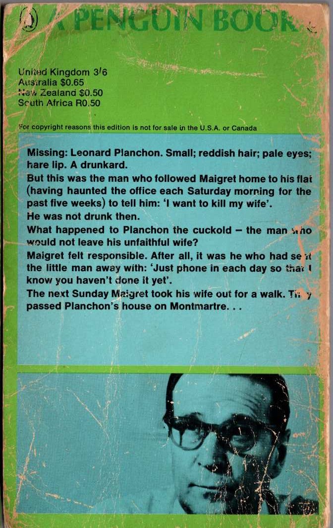 Georges Simenon  MAIGRET AND THE SATURDAY CALLER magnified rear book cover image