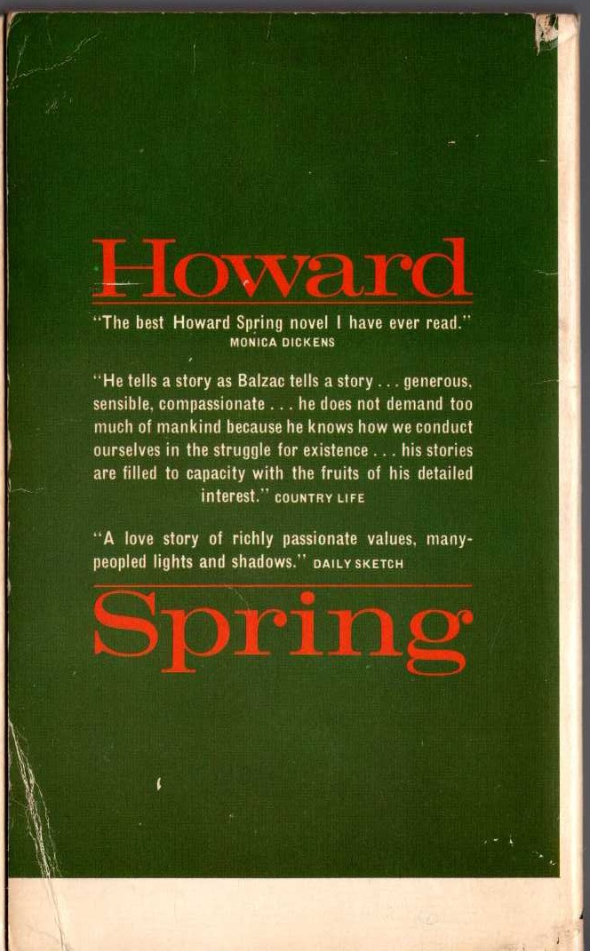 Howard Spring  HARD FACTS magnified rear book cover image