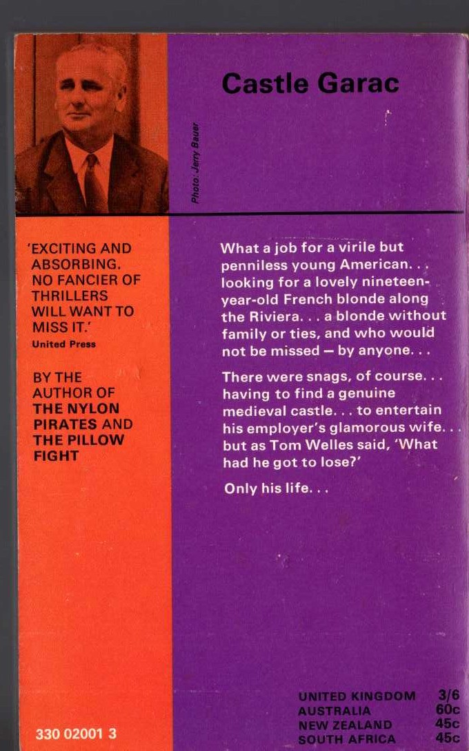 Nicholas Monsarrat  CASTLE GARAC magnified rear book cover image