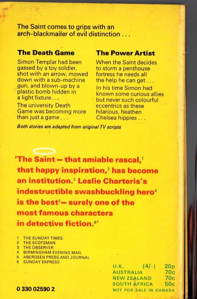 Leslie Charteris  THE SAINT ON TV magnified rear book cover image
