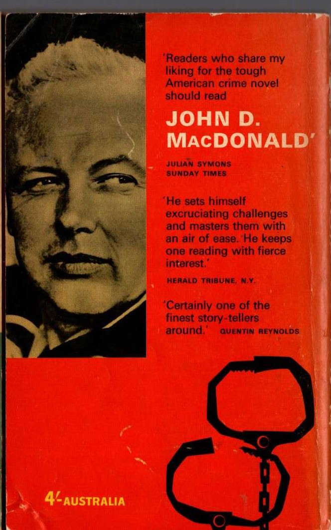 John D. Macdonald  DEADLY WELCOME magnified rear book cover image