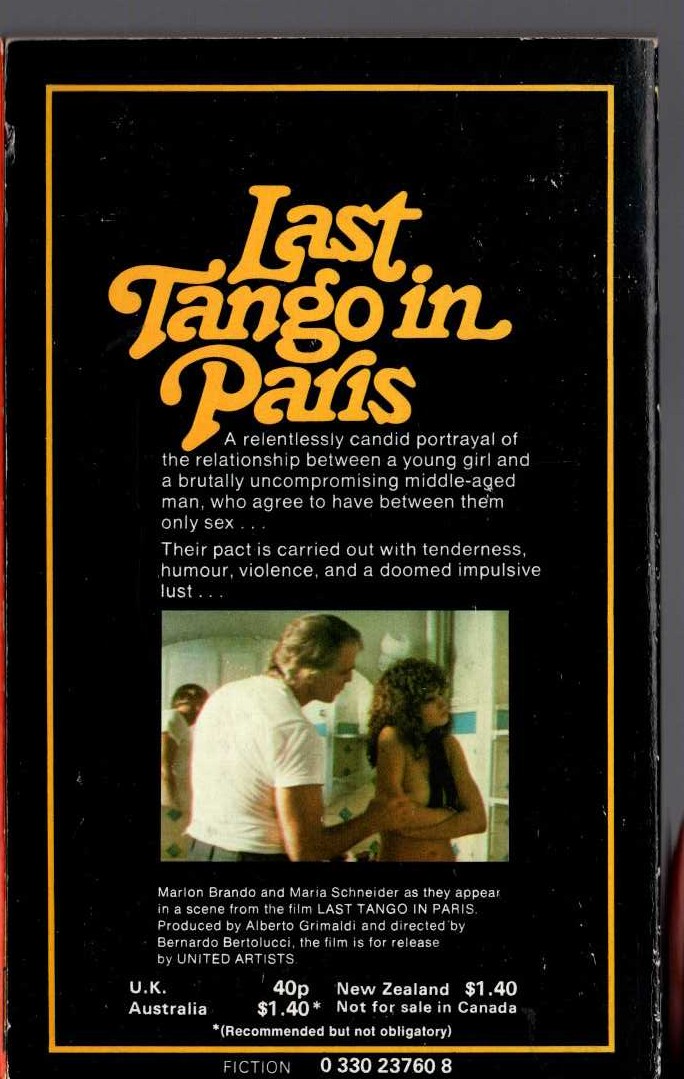Robert Alley  LAST TANGO IN PARIS (Marlon Brando) magnified rear book cover image