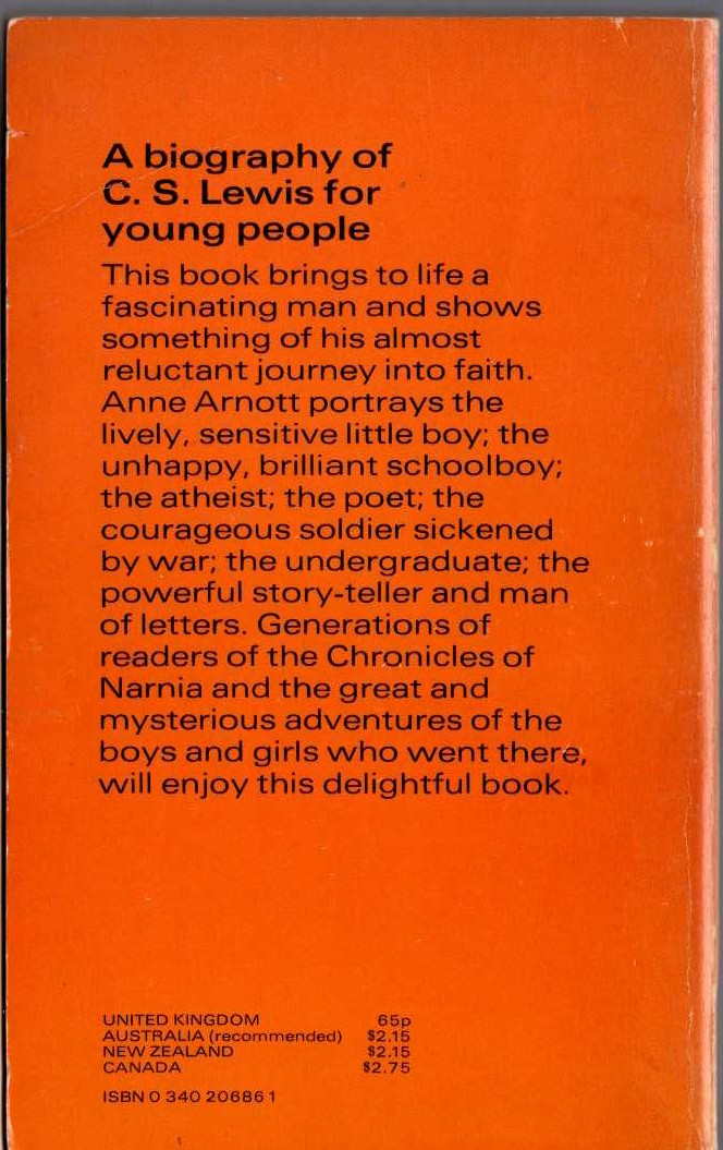 (Anne Arnott) THE SECRET COUNTRY OF C.S.LEWIS magnified rear book cover image