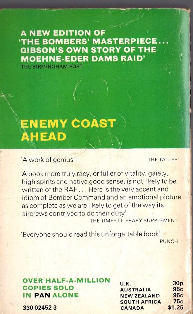 Guy Gibson  ENEMY COAST AHEAD magnified rear book cover image