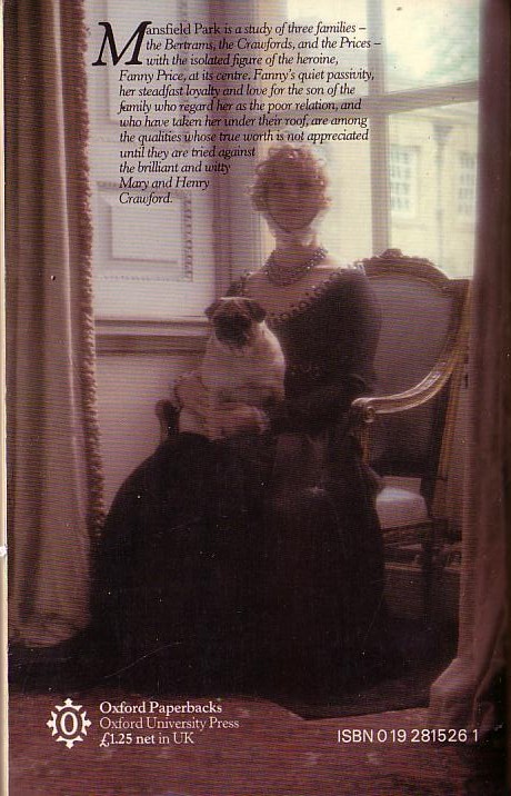 Jane Austen  MANSFIELD PARK magnified rear book cover image