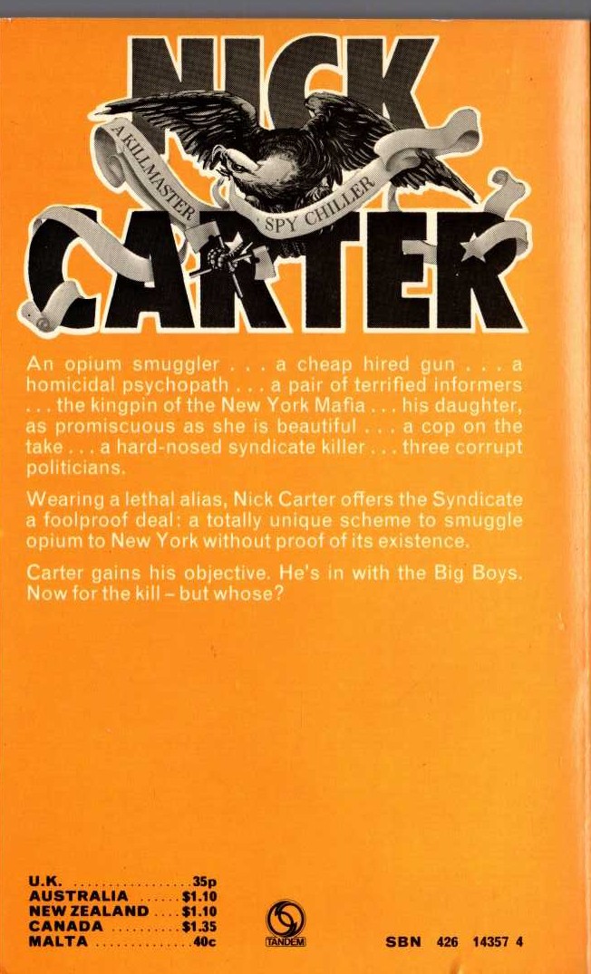 Nick Carter  THE DEVIL'S DOZEN magnified rear book cover image