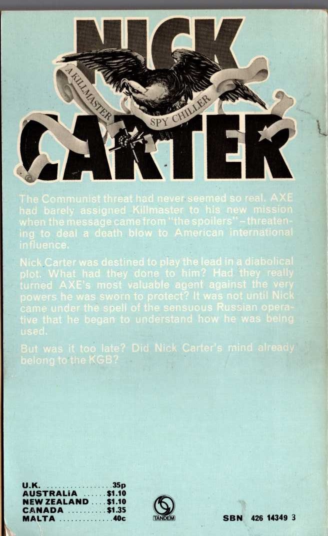 Nick Carter  AGENT COUNTER-AGENT magnified rear book cover image