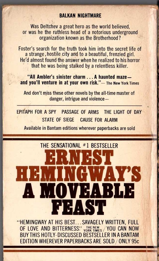 Eric Ambler  JUDGMENT ON DELTCHEV magnified rear book cover image
