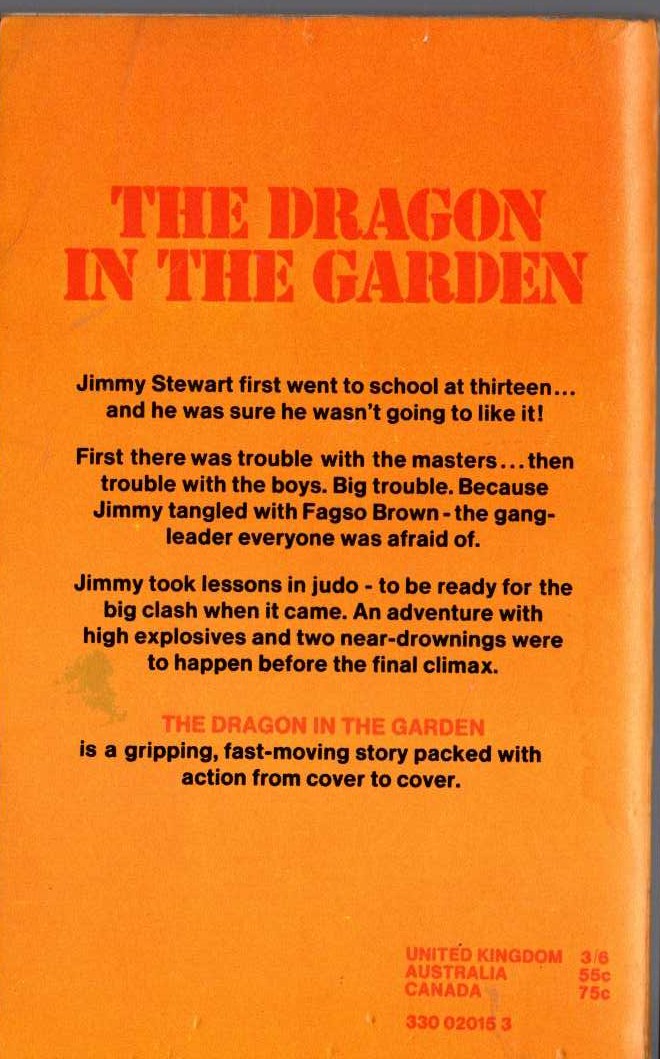 Reginald Maddock  THE DRAGON IN THE GARDEN magnified rear book cover image