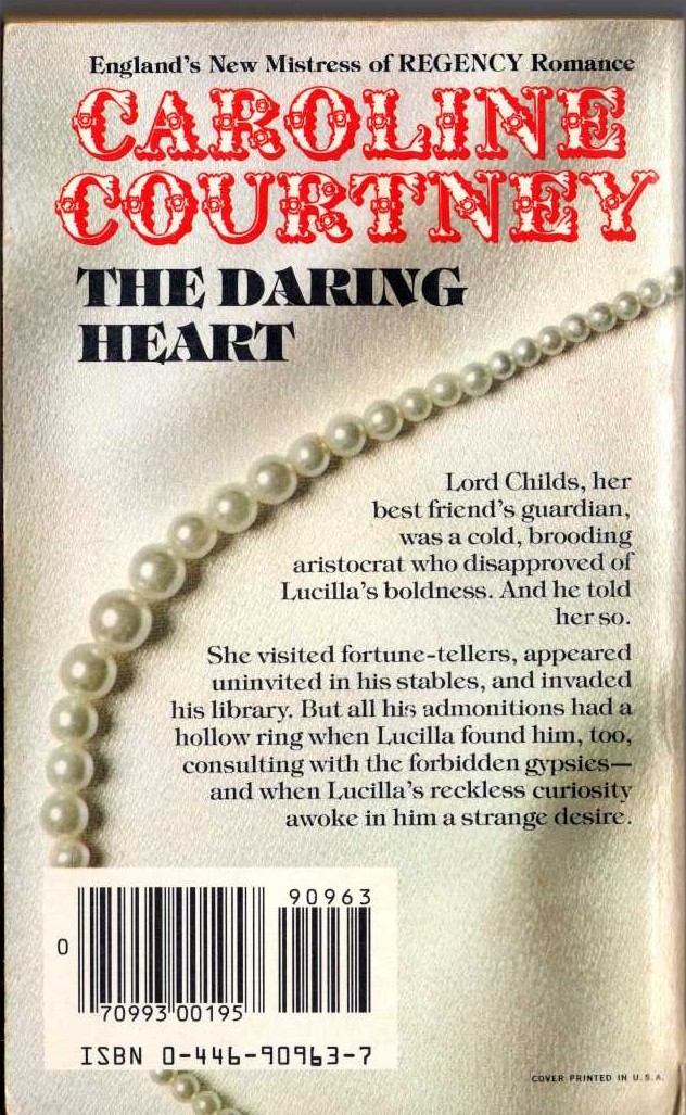 Caroline Courtney  THE DARING HEART magnified rear book cover image
