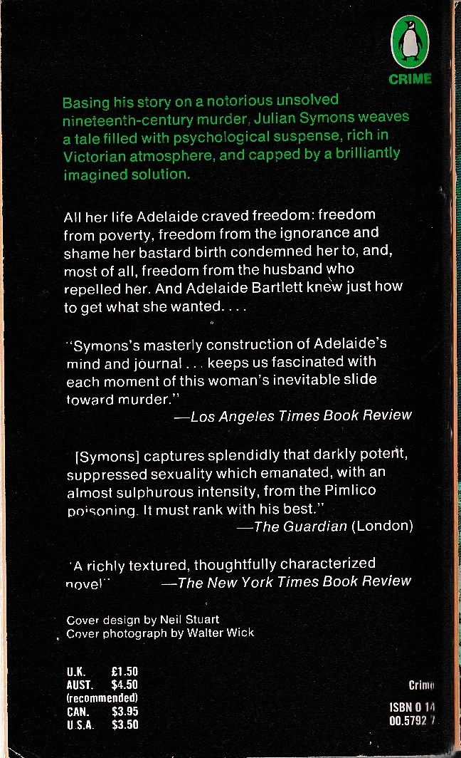 Julian Symons  SWEET ADELAIDE magnified rear book cover image