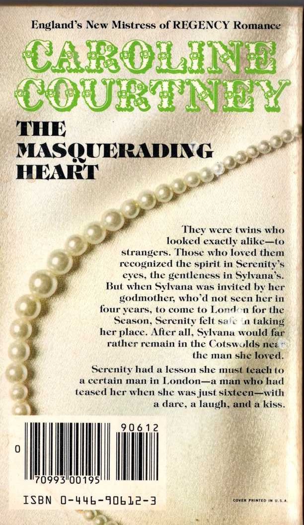 Caroline Courtney  THE MASQUERADING HEART magnified rear book cover image