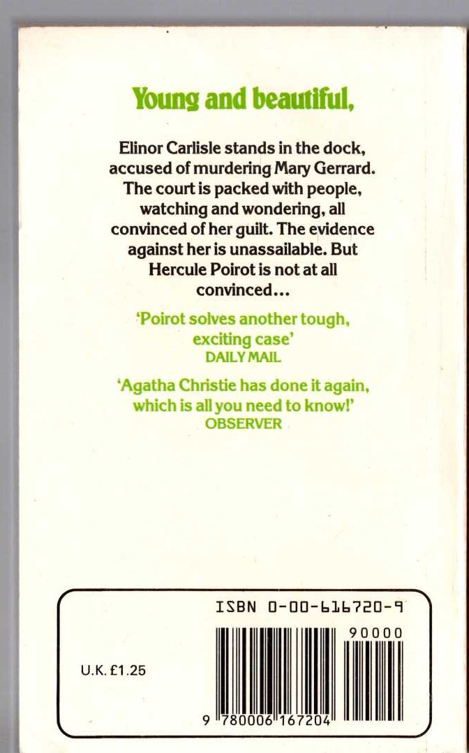 Agatha Christie  SAD CYPRESS magnified rear book cover image