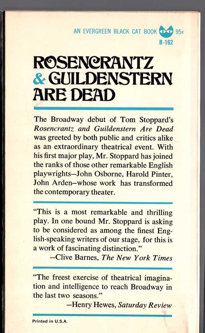 Tom Stoppard  ROSENCRANTZ & GUILDENSTERN ARE DEAD magnified rear book cover image