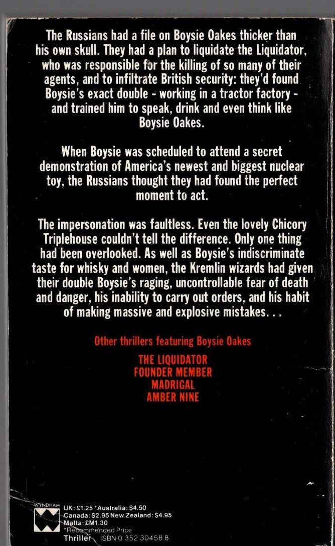 John Gardner  UNDERSTRIKE magnified rear book cover image