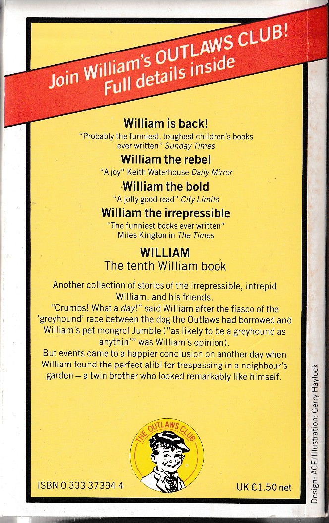 Richmal Crompton  WILLIAM magnified rear book cover image