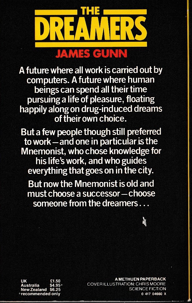 James Gunn  THE DREAMERS magnified rear book cover image