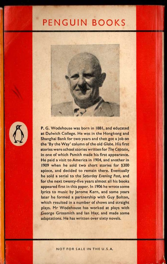 P.G. Wodehouse  PIGS HAVE WINGS magnified rear book cover image