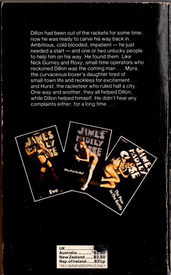 James Hadley Chase  THE DEAD STAY DUMB magnified rear book cover image