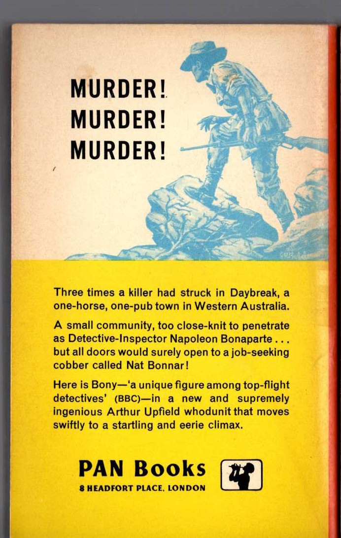 Arthur Upfield  BONY AND THE MOUSE magnified rear book cover image