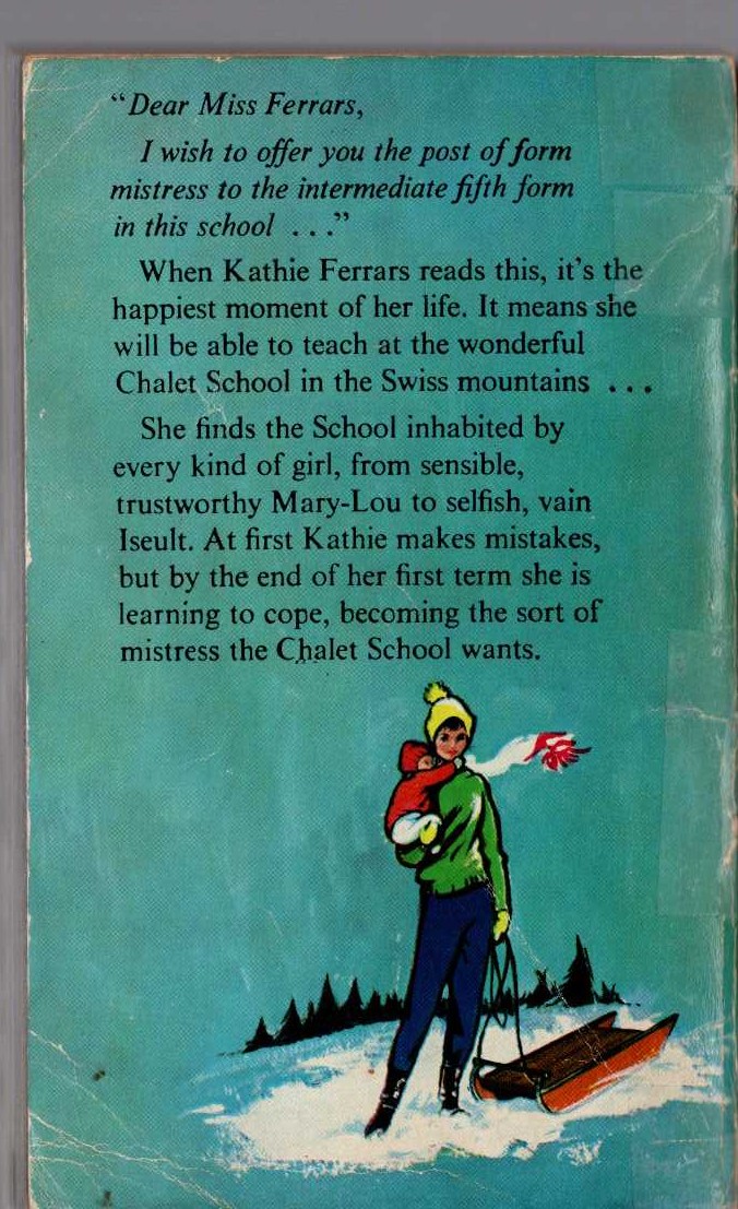 Elinor M. Brent-Dyer  THE NEW MISTRESS AT THE CHALET SCHOOL magnified rear book cover image