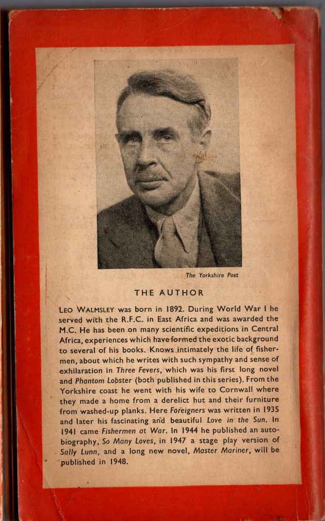 Leo Walmsley  FOREIGNERS magnified rear book cover image