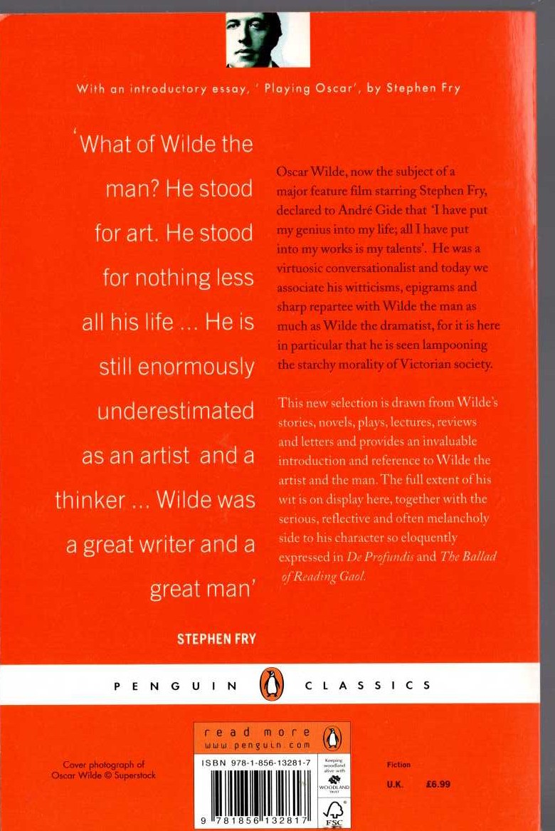 Oscar Wilde  NOTHING...EXCEPT MY GENIUS magnified rear book cover image