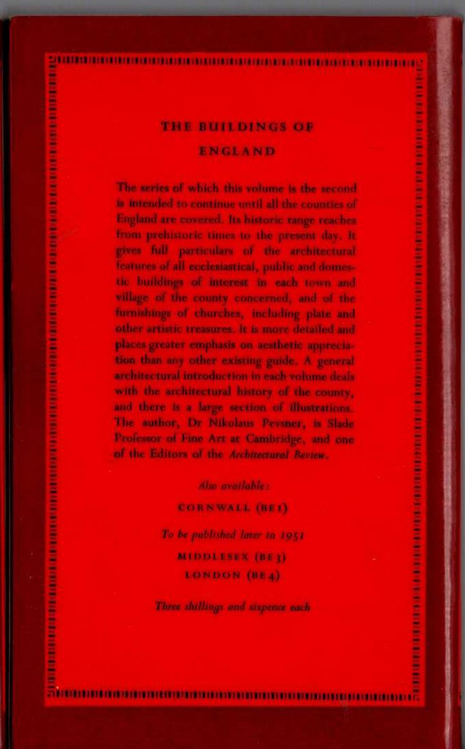 Nikolaus Pevsner  NOTTINGHAMSHIRE magnified rear book cover image
