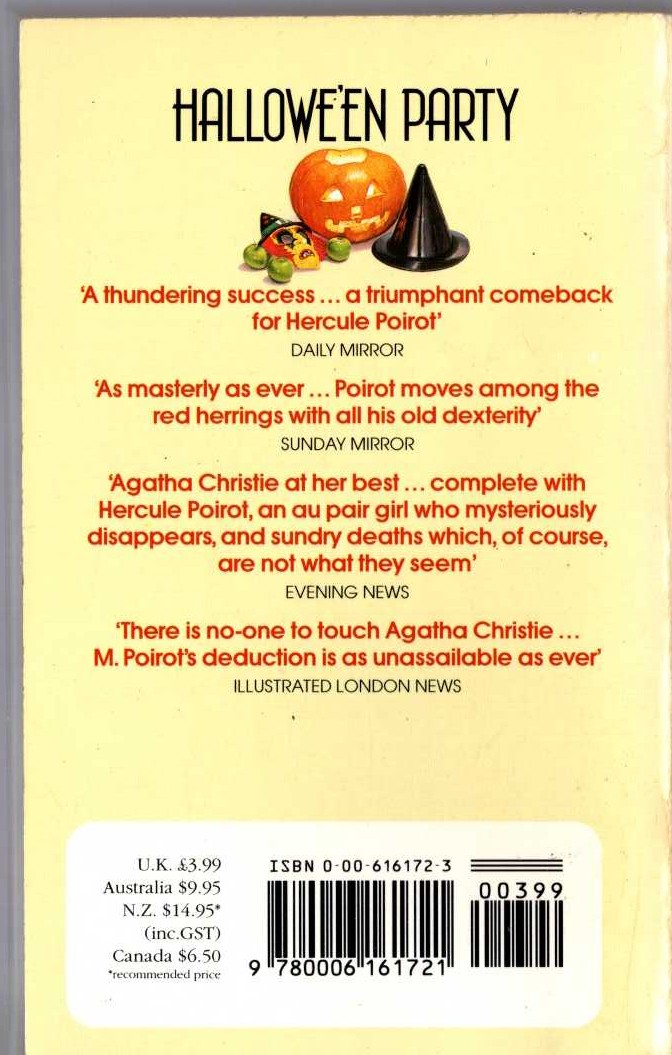Agatha Christie  HALLOWE'EN PARTY magnified rear book cover image