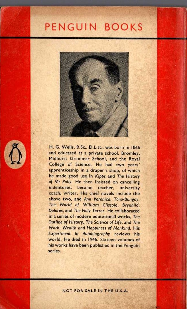 H.G. Wells  THE WAR OF THE WORLDS magnified rear book cover image