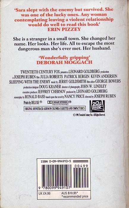 Nancy Price  SLEEPING WITH THE ENEMY (Julia Roberts) magnified rear book cover image