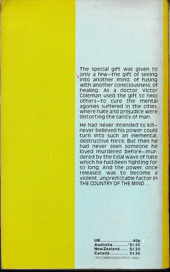 Dan Morgan  THE COUNTRY OF THE MIND magnified rear book cover image