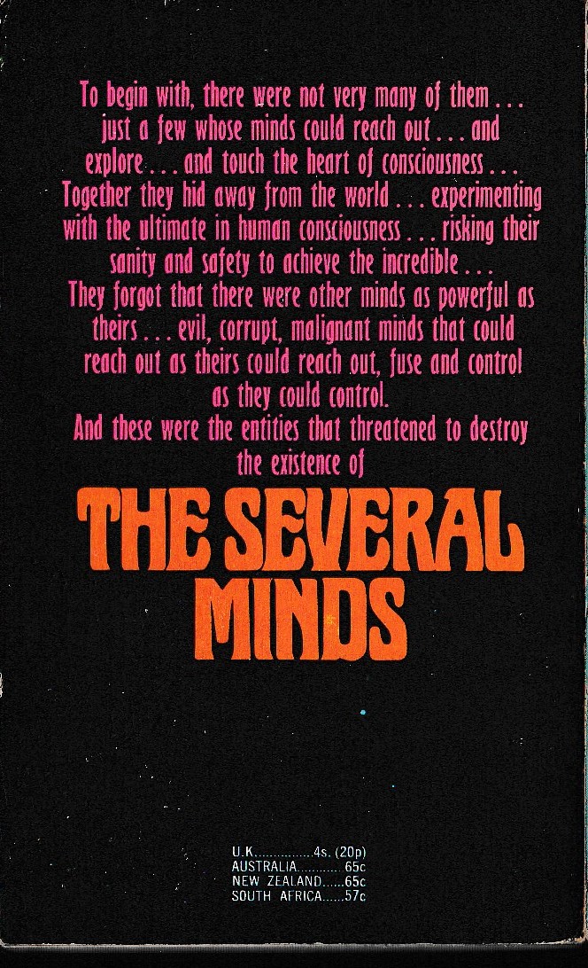 Dan Morgan  THE SEVERAL MINDS magnified rear book cover image