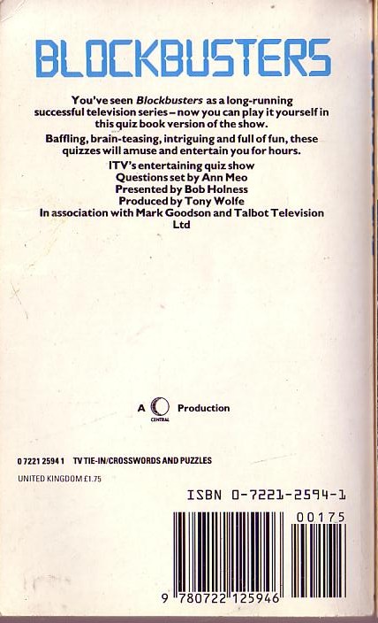 BLOCKBUSTERS   BLOCKBUSTERS QUIZ BOOK 1 magnified rear book cover image