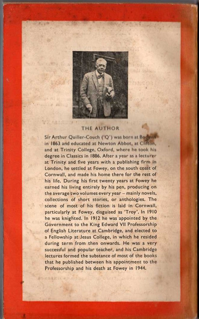 Sir Arthur Quiller-Couch  THE ASTONISHING HISTORY OF TROY TOWN magnified rear book cover image
