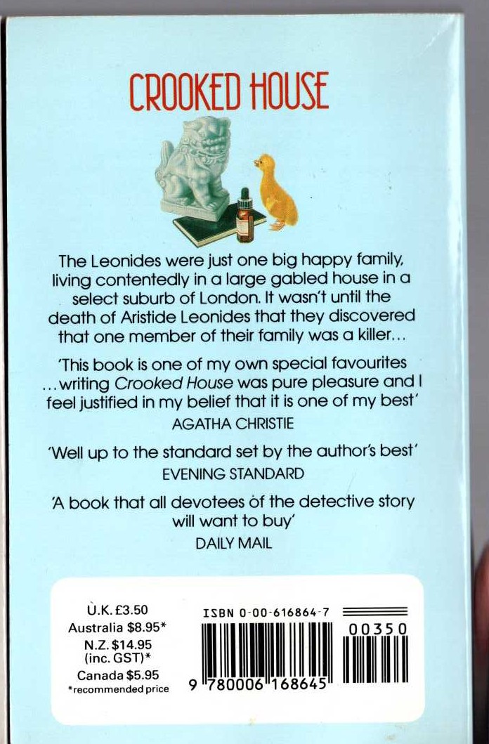 Agatha Christie  CROOKED HOUSE magnified rear book cover image
