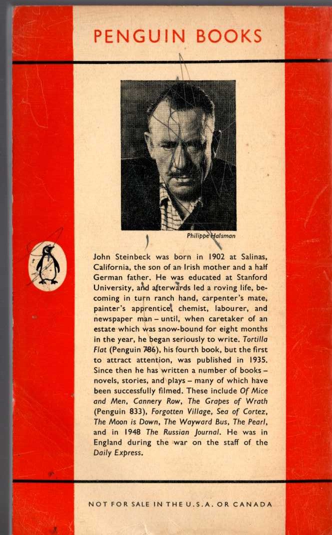 John Steinbeck  OF MICE AND MEN and CANNERY ROW magnified rear book cover image