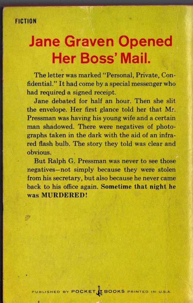 Erle Stanley Gardner  THE CASE OF THE SMOKING CHIMNEY magnified rear book cover image