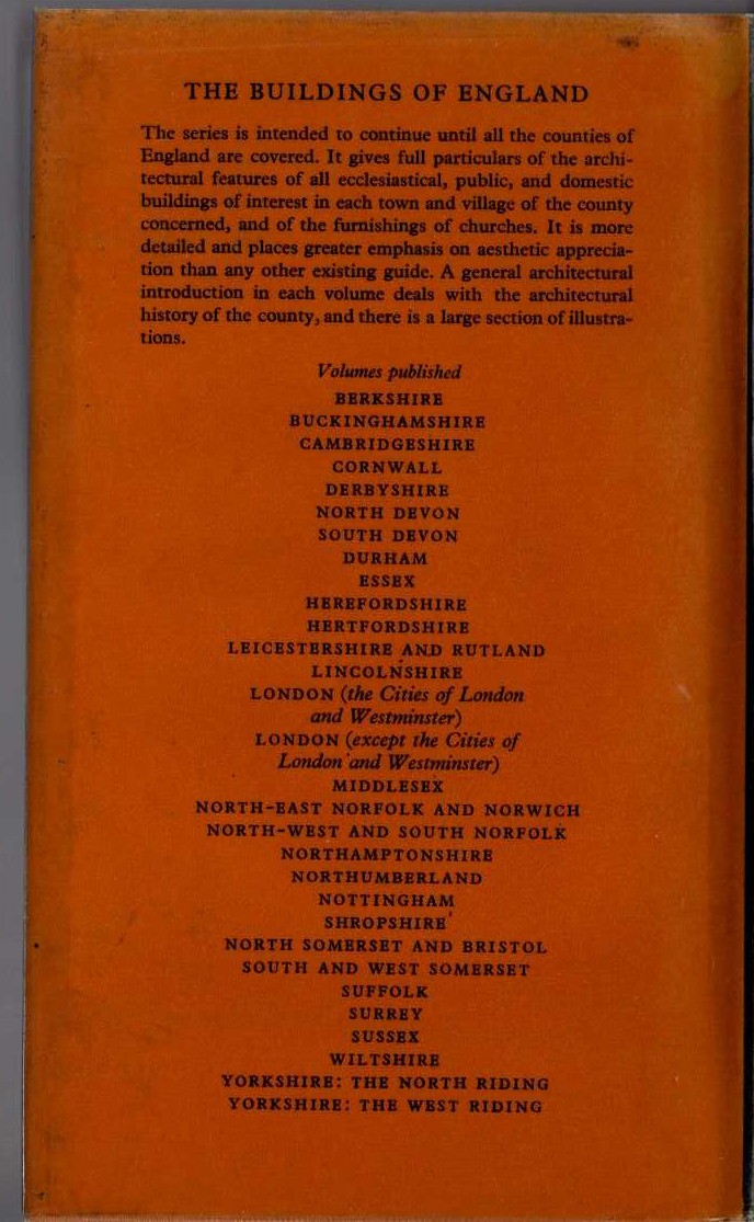 WARWICKSHIRE (Buildings of England) magnified rear book cover image