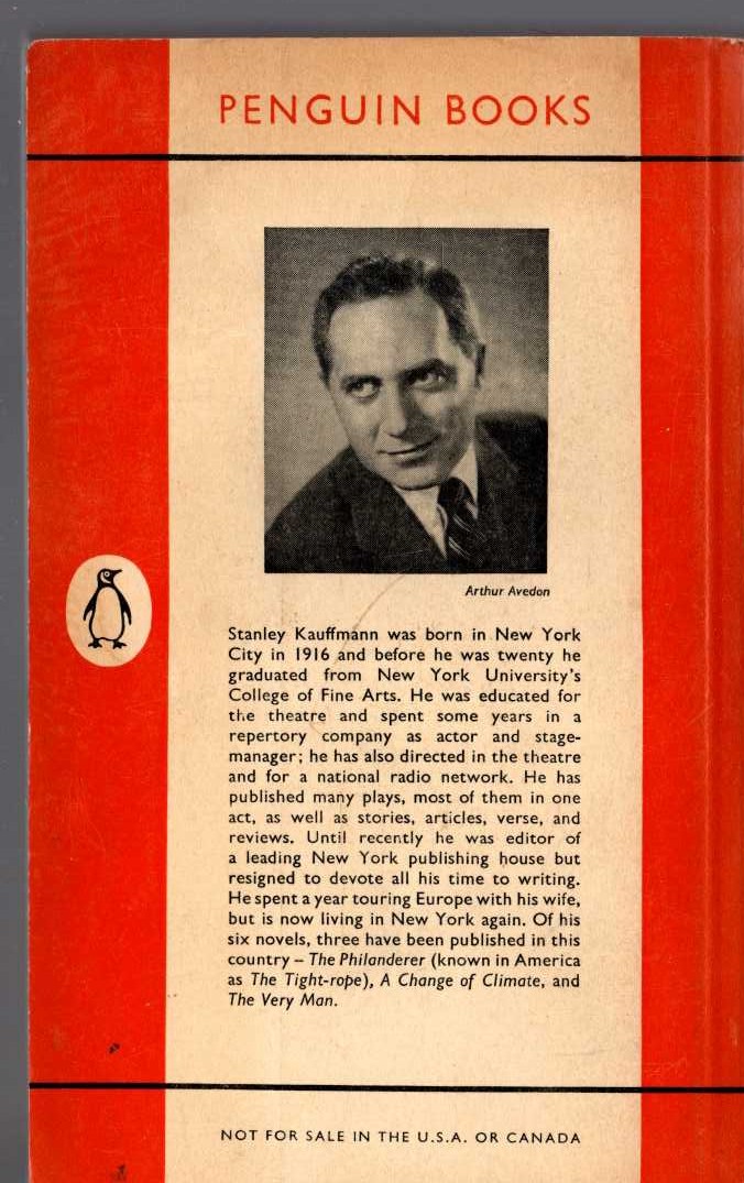 Stanley Kauffman  THE PHILANDERER magnified rear book cover image