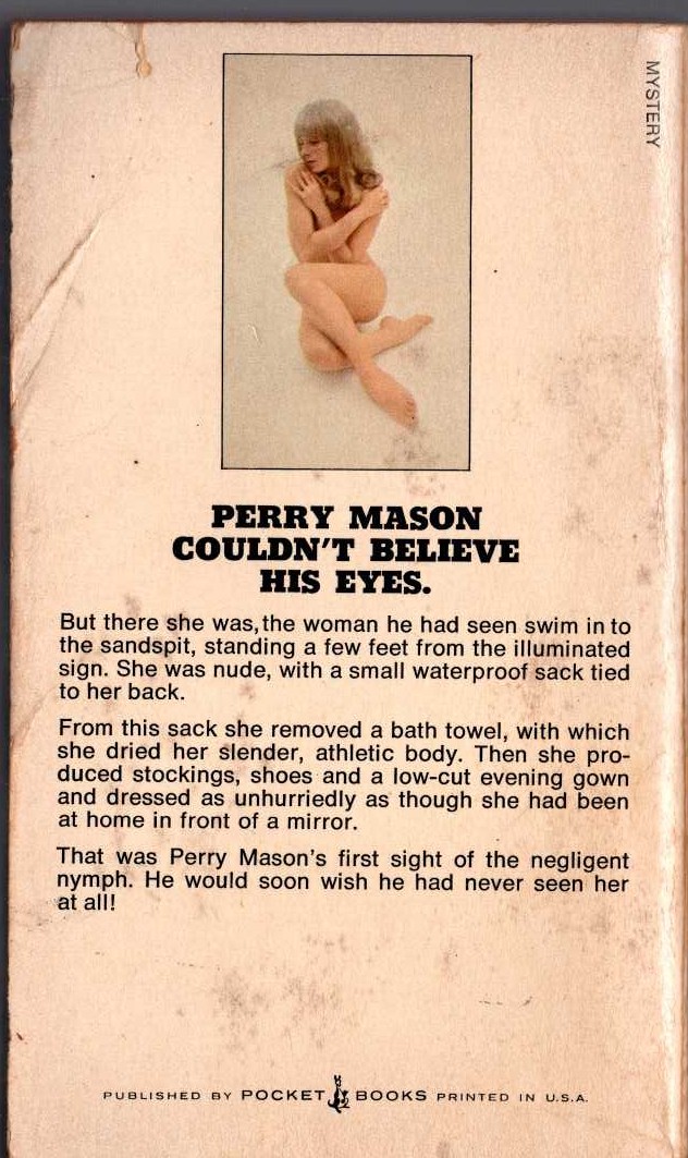 Erle Stanley Gardner  THE CASE OF THE NEGLIGENT NYMPH magnified rear book cover image