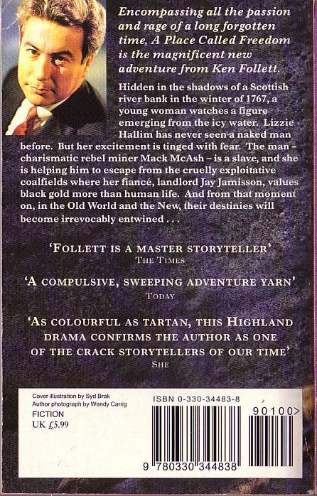 Ken Follett  A PLACE CALLED FREEDOM magnified rear book cover image