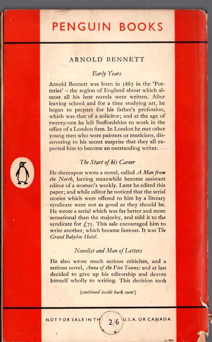 Arnold Bennett  THE GRAND BABYLON HOTEL magnified rear book cover image