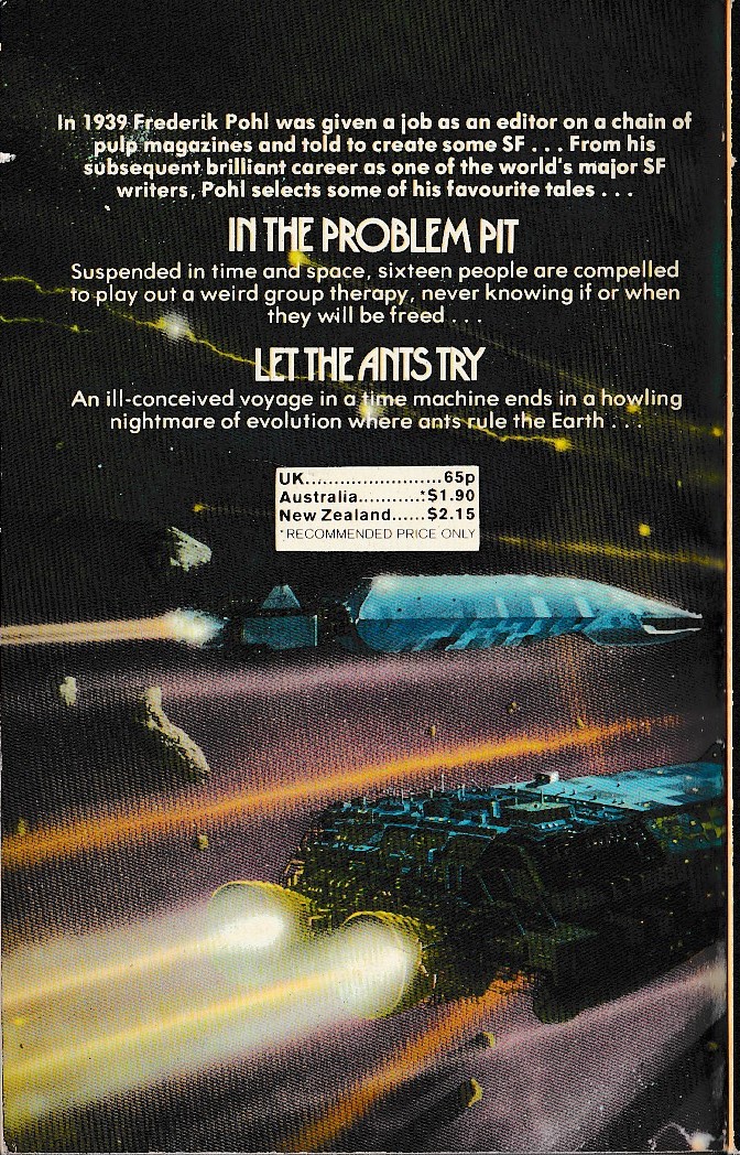 Frederik Pohl  IN THE PROBLEM PIT magnified rear book cover image