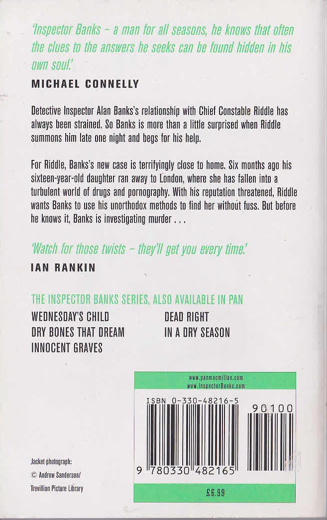 Peter Robinson  COLD IS THE GRAVE magnified rear book cover image