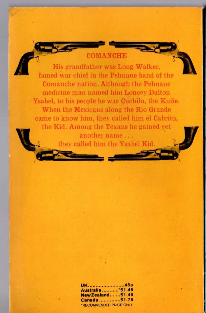 J.T. Edson  COMANCHE magnified rear book cover image